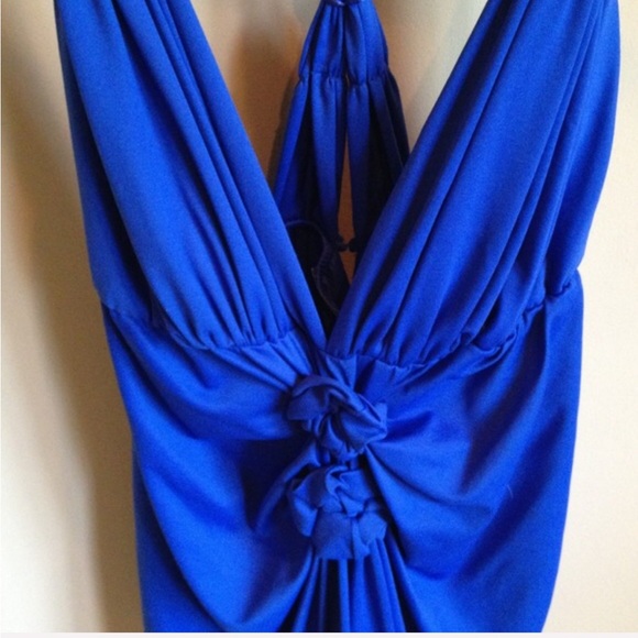 Black Halo Cobalt Blue Draped Halter Top Large NWT - Picture 5 of 9